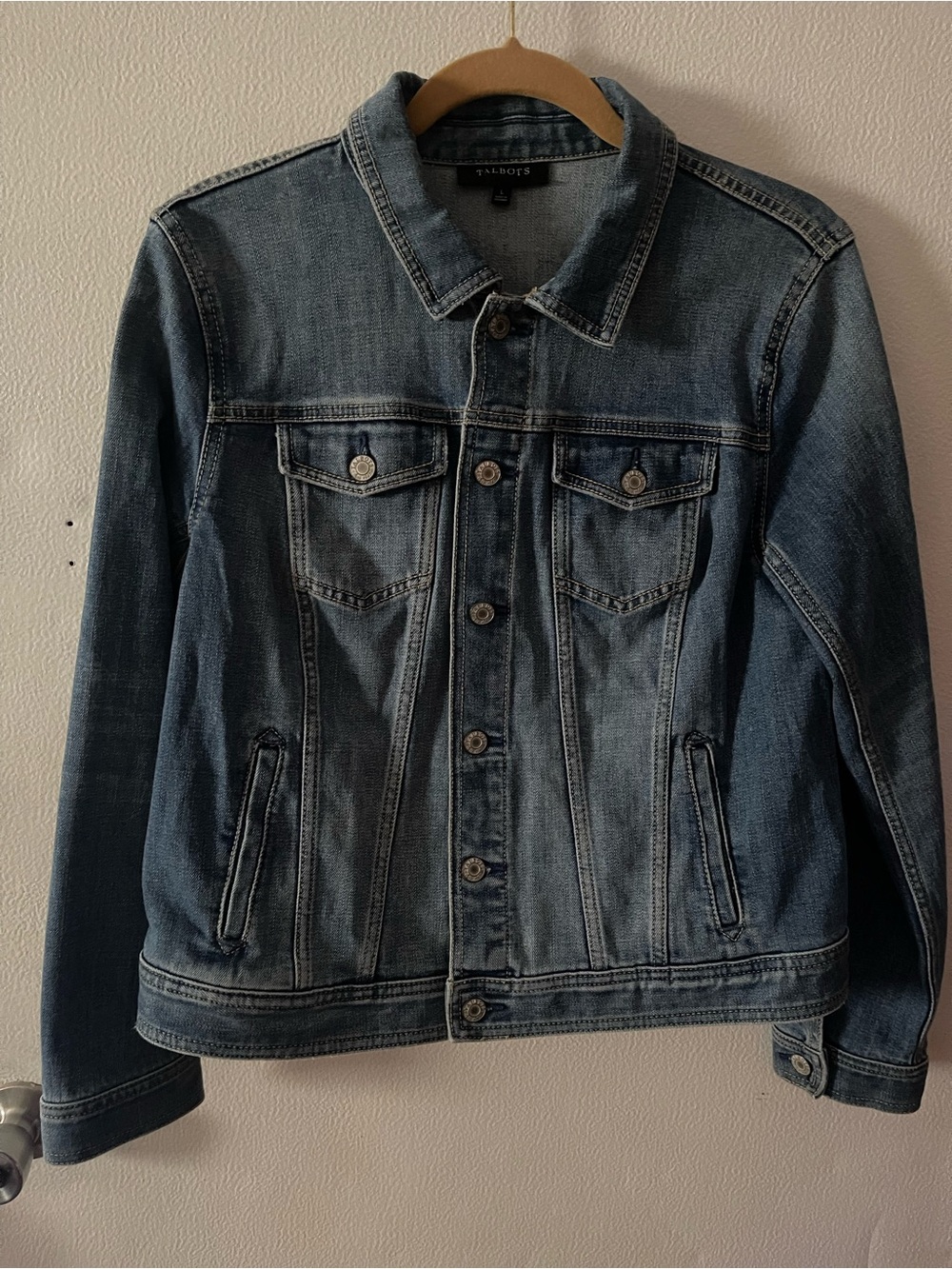 Talbots Medium-Wash Denim Jean Jacket, Women’s Size Large